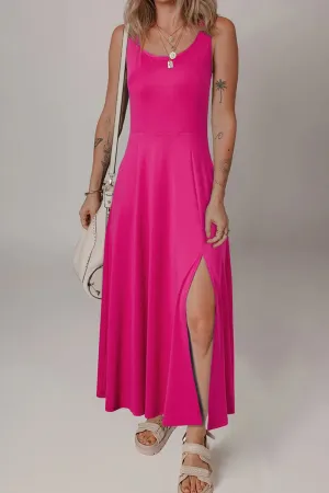 Side Slit Scoop Neck Wide Strap Dress