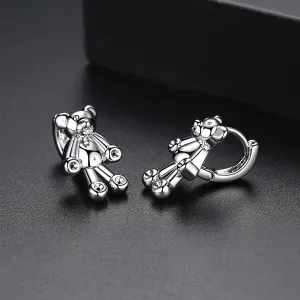 Silver-Plated Bear Huggie Earrings