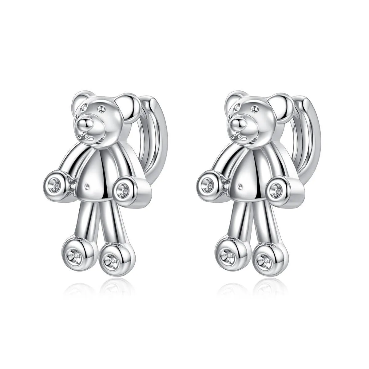 Silver-Plated Bear Huggie Earrings