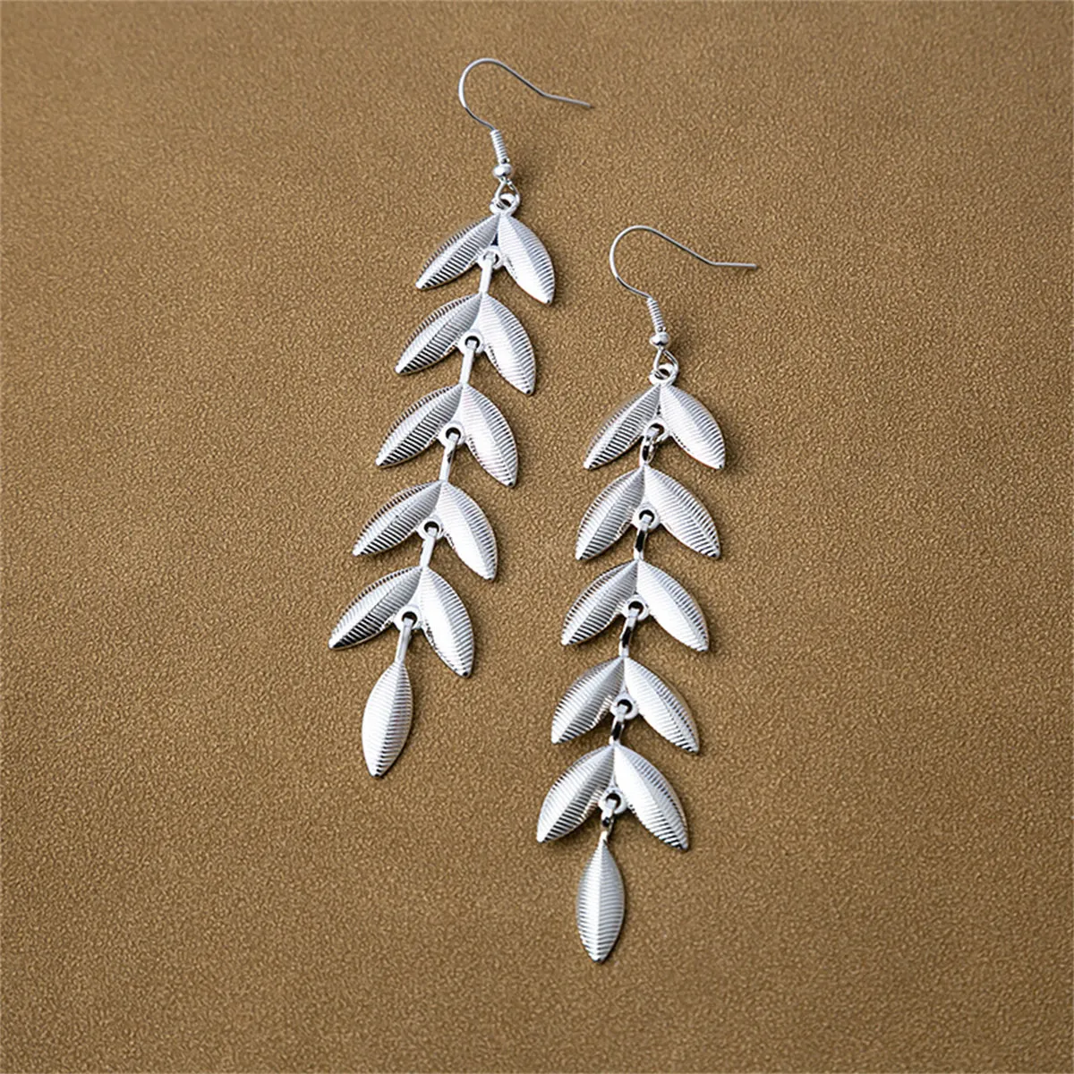 Silver-Plated Leaves Drop Earrings