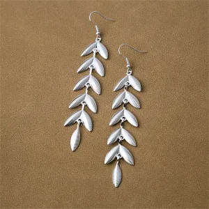 Silver-Plated Leaves Drop Earrings