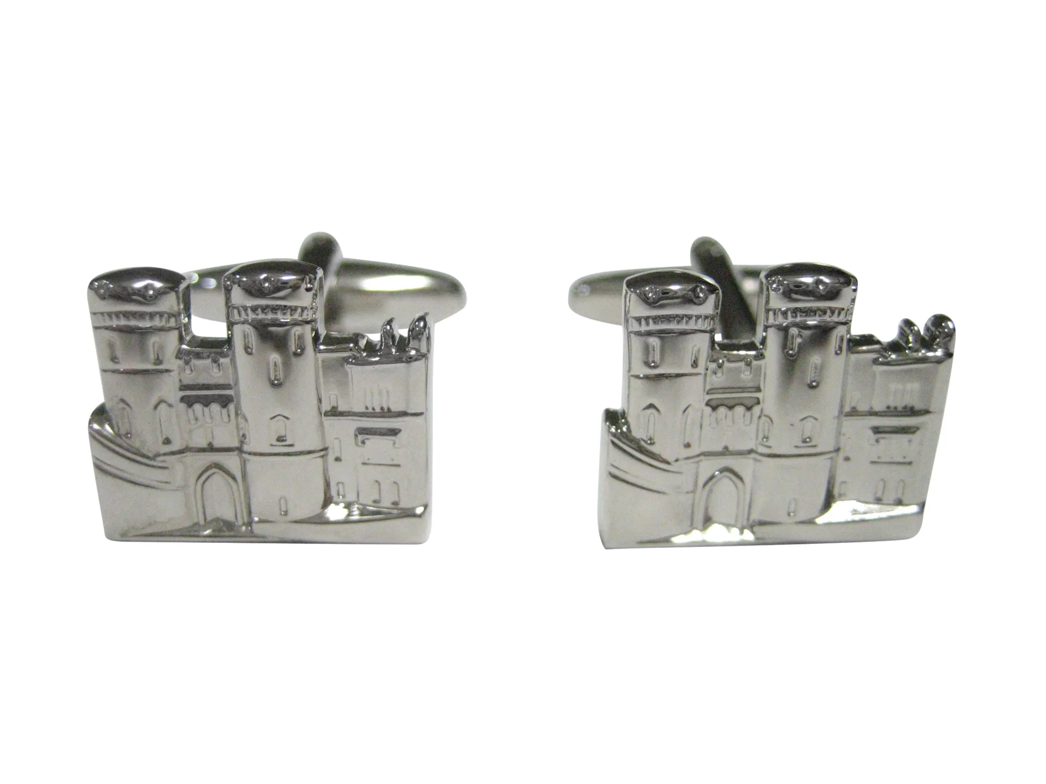 Silver Toned Castle Cufflinks