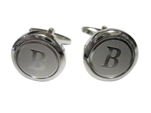 Silver Toned Round Letter B Monogram Cufflinks