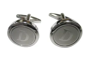 Silver Toned Round Letter D Monogram Cufflinks