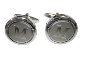 Silver Toned Round Letter M Monogram Cufflinks