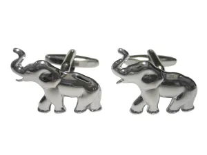 Silver Toned Shiny Elephant Cufflinks
