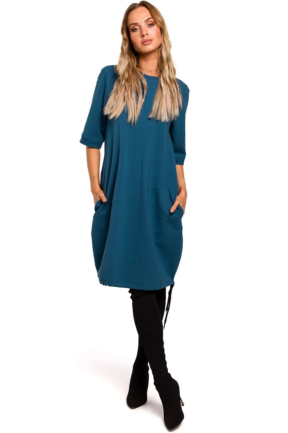 Slightly Oversized Drawstring Cotton Dress