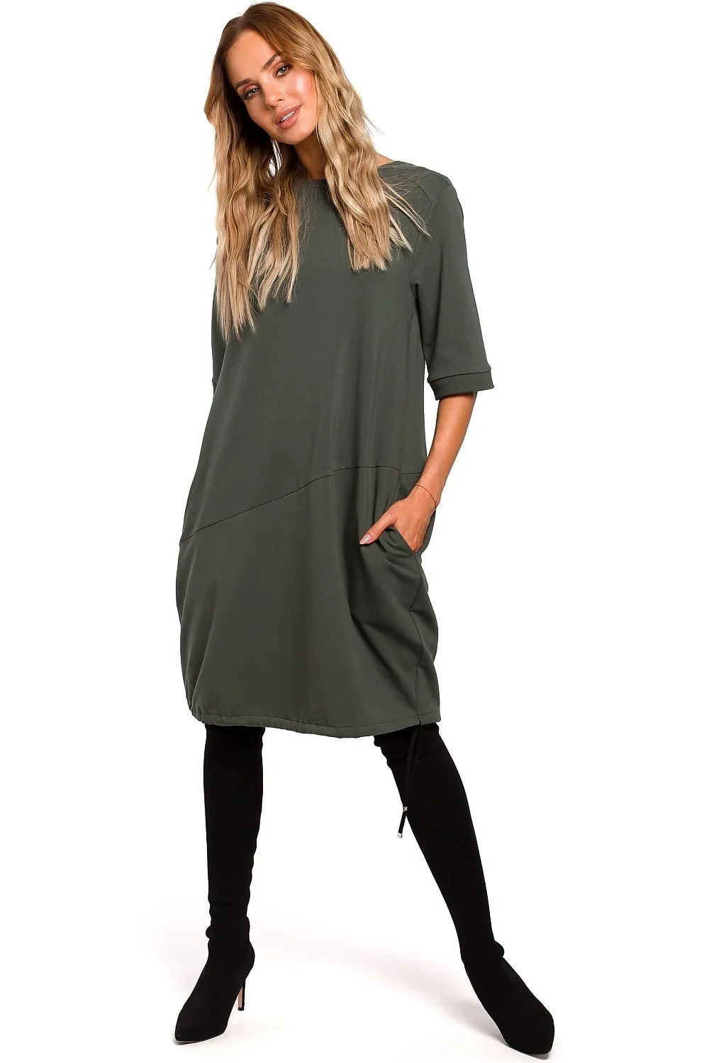 Slightly Oversized Drawstring Cotton Dress