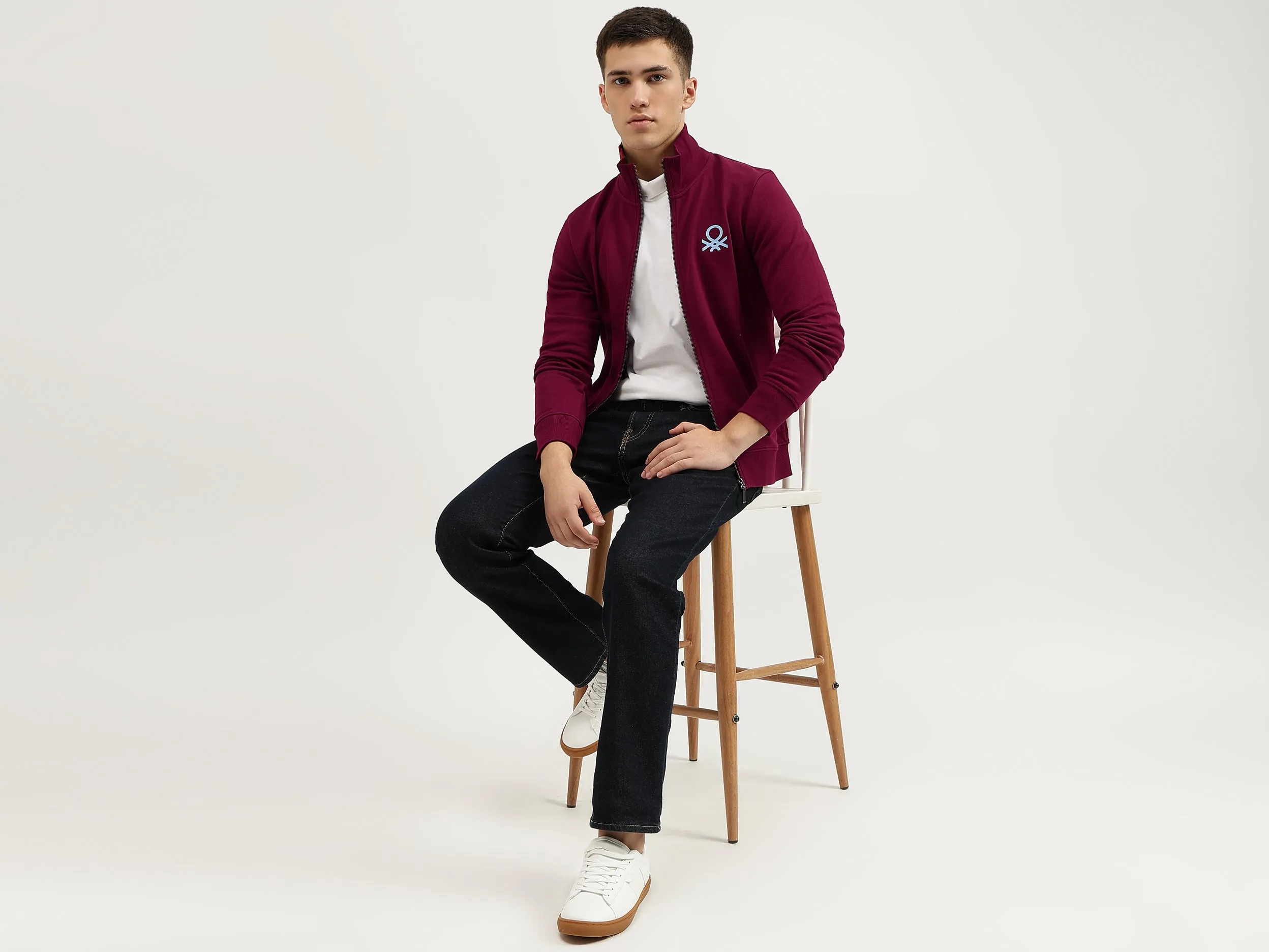 Slim Fit High Neck Solid Sweatshirts