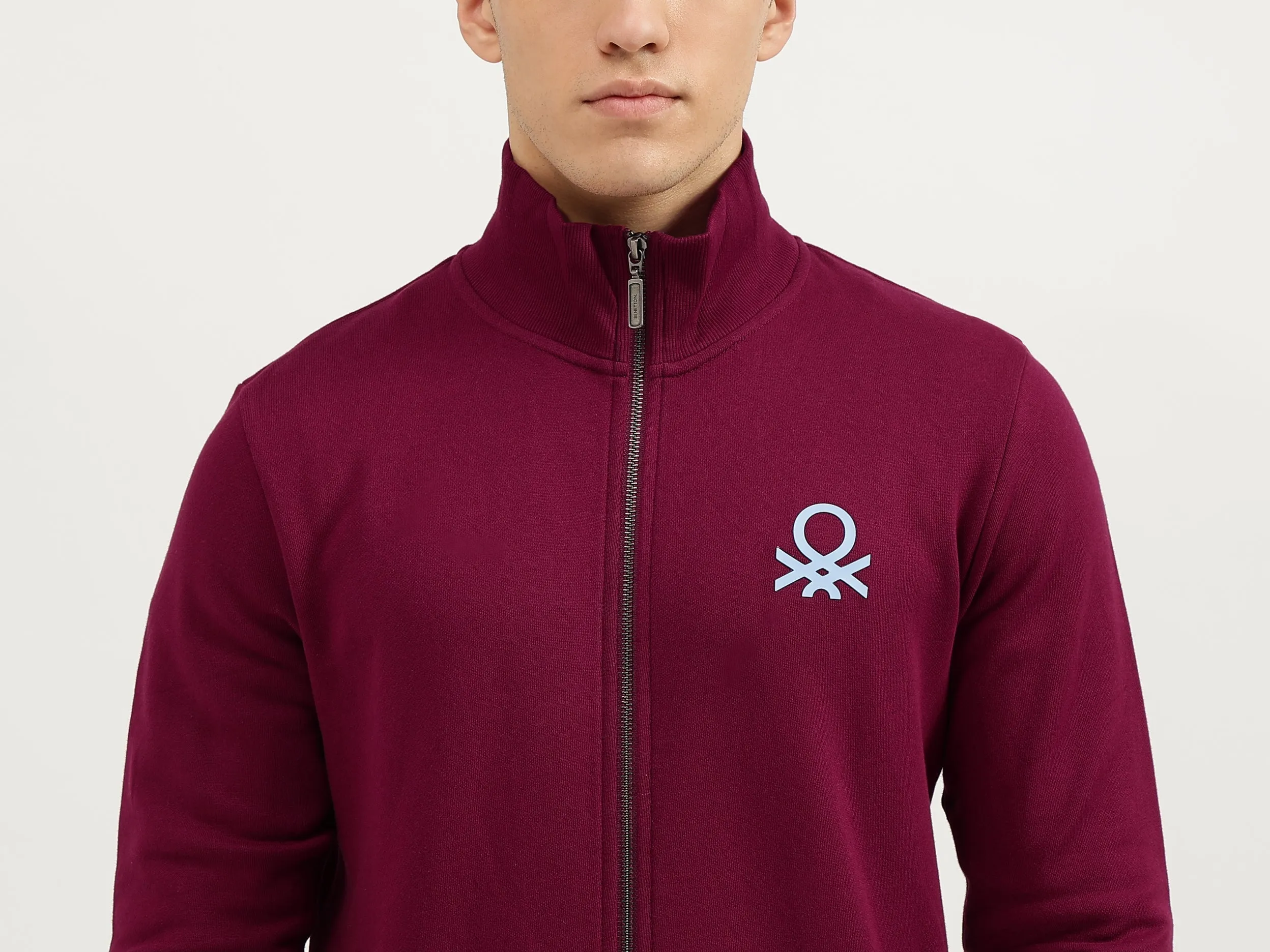 Slim Fit High Neck Solid Sweatshirts