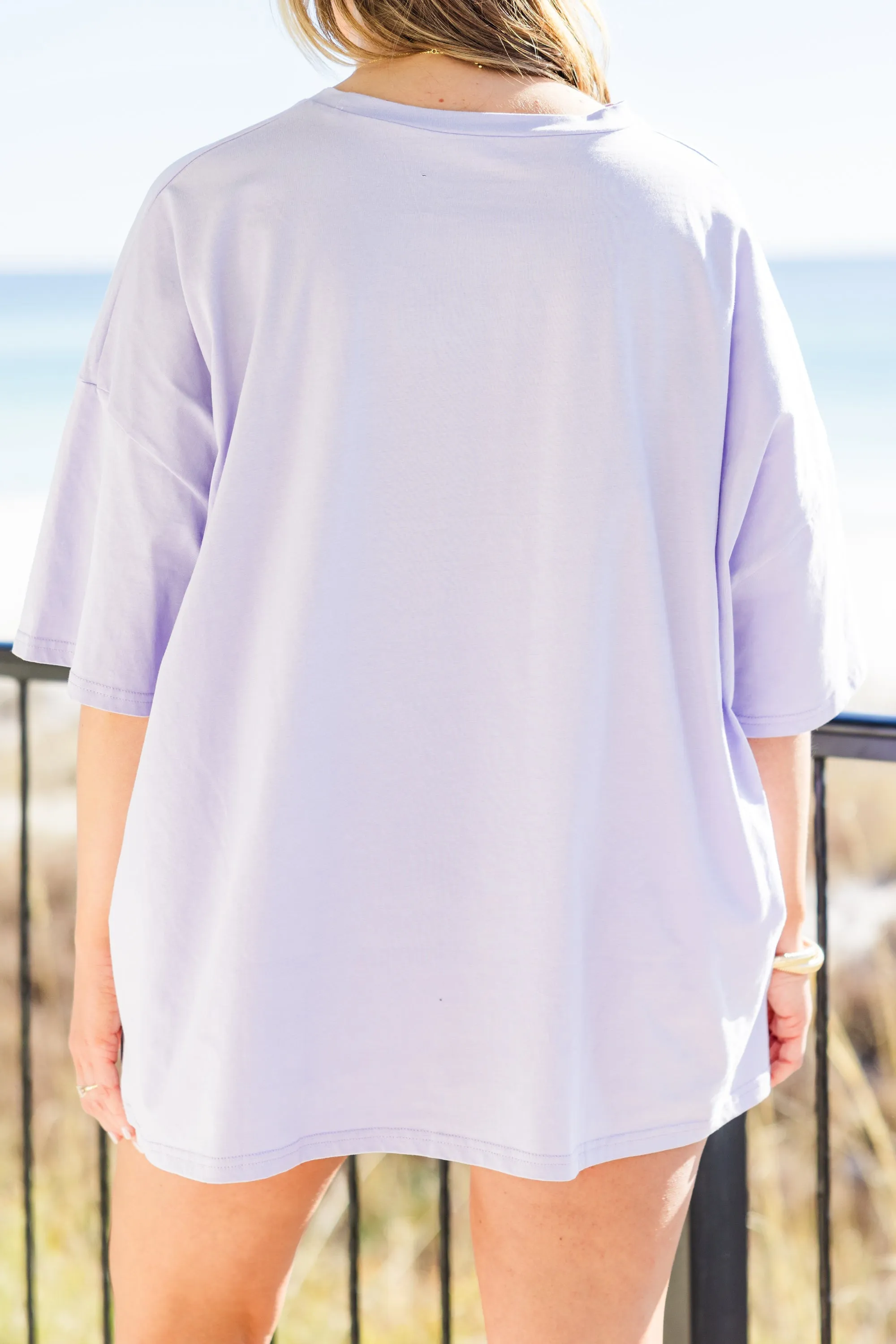 Smiles for Seashells Boyfriend Tee, Periwinkle