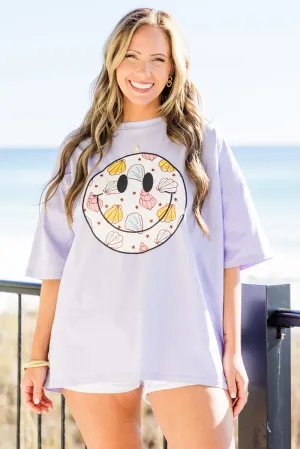 Smiles for Seashells Boyfriend Tee, Periwinkle