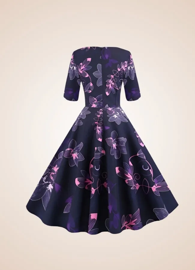 Steampunk Flower Print Dress