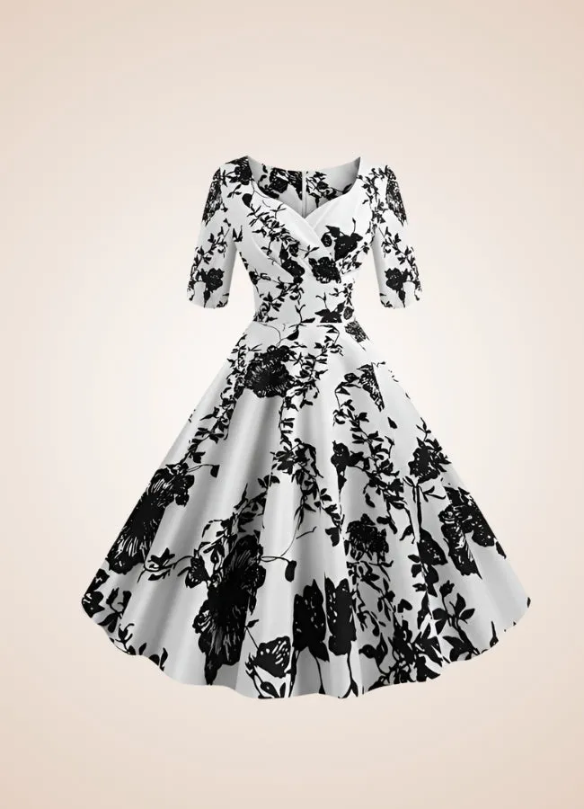 Steampunk Flower Print Dress