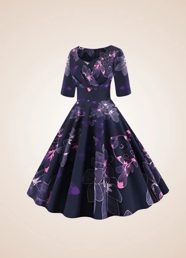 Steampunk Flower Print Dress