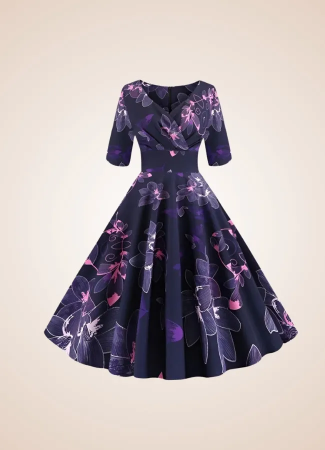 Steampunk Flower Print Dress