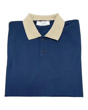 Stretch Cotton Contrast Tipped Collar Polo - Navy