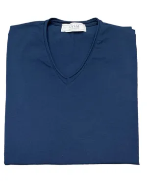 Stretch-Cotton Rolled V-Neck T-Shirt - Navy