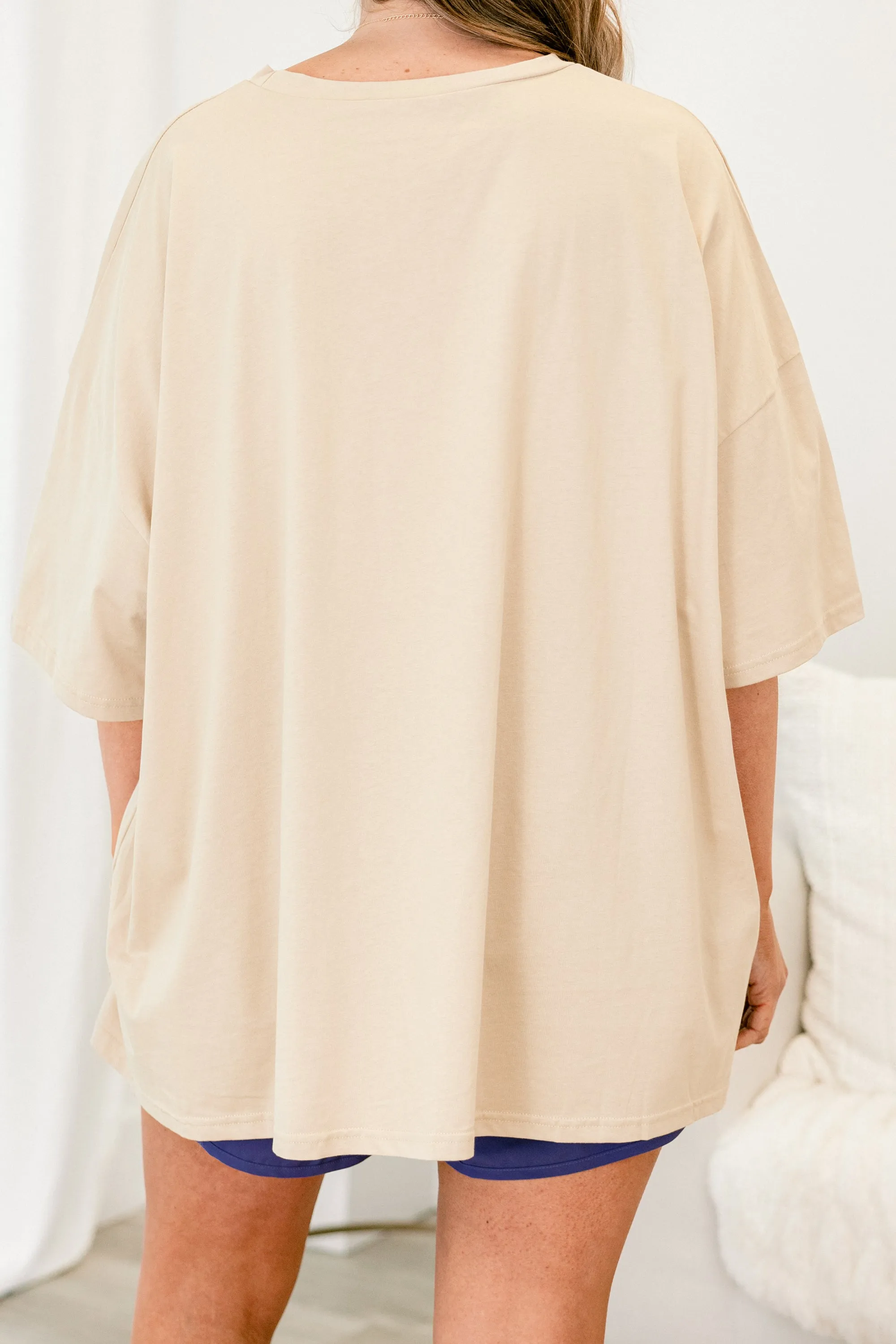 Summer In St. Tropez Boyfriend Tee, Light Mocha