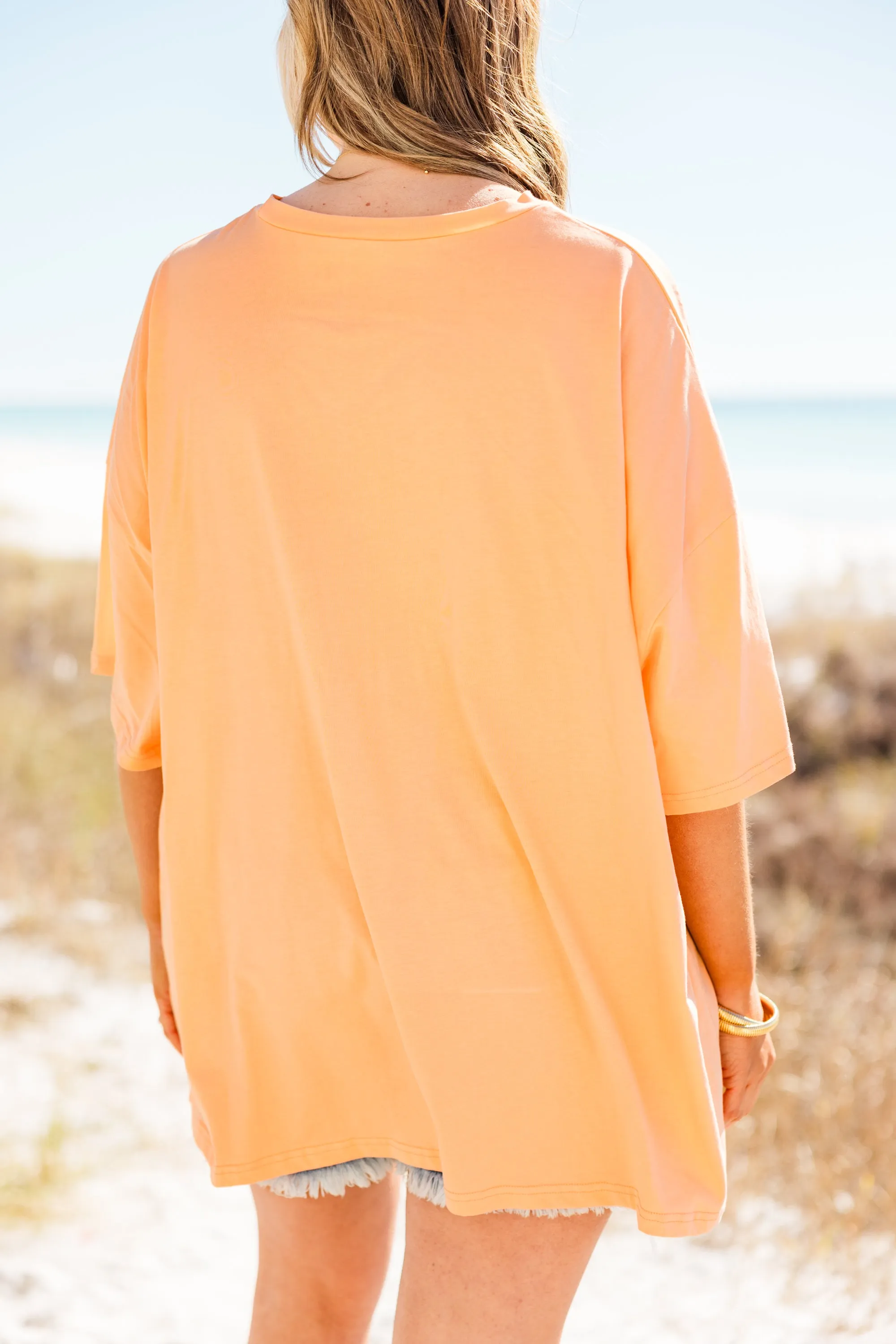 Sunshine and Good Times Boyfriend Tee, Neon Coral