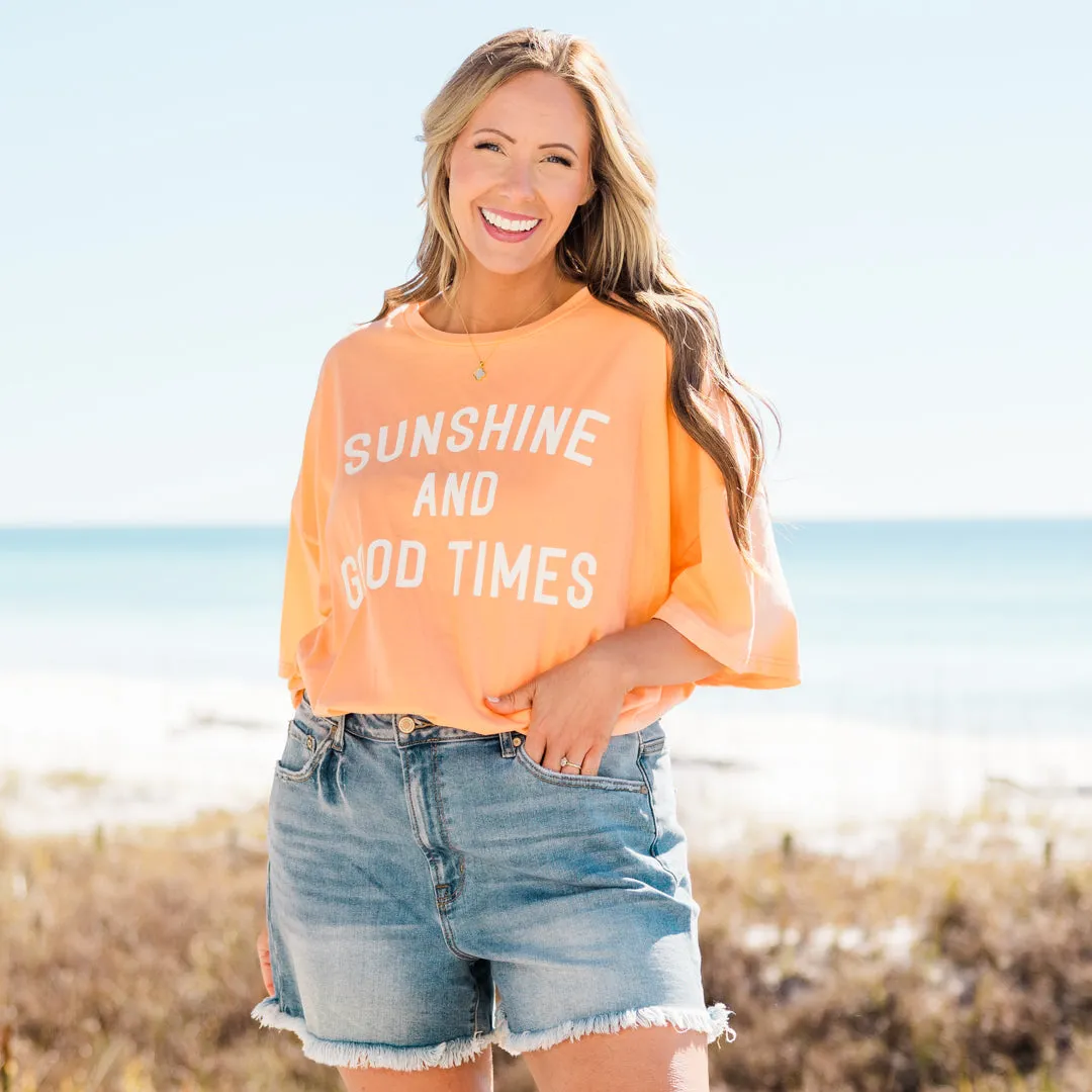 Sunshine and Good Times Boyfriend Tee, Neon Coral