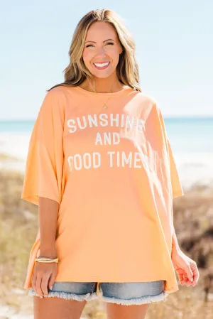 Sunshine and Good Times Boyfriend Tee, Neon Coral