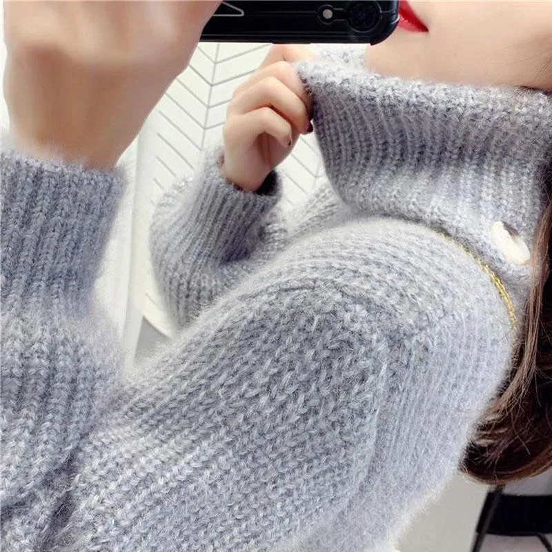 Sweater Skirt Autumn and Winter Long Loose Loose Outer Wear Lazy Red Turtleneck Sweater Skirt Women Thick