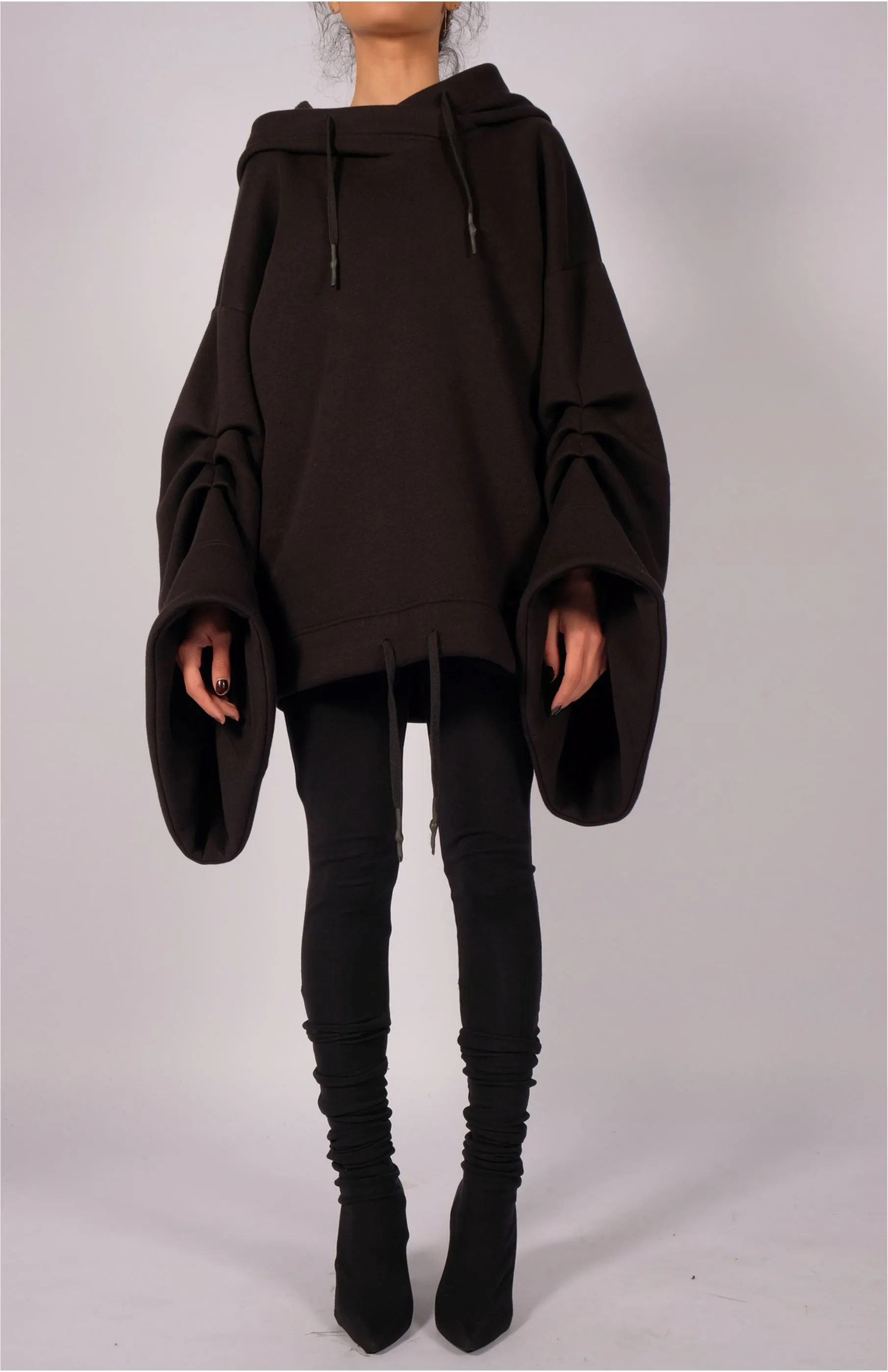 Sweatshirt Hoodie with Sleeve Detail