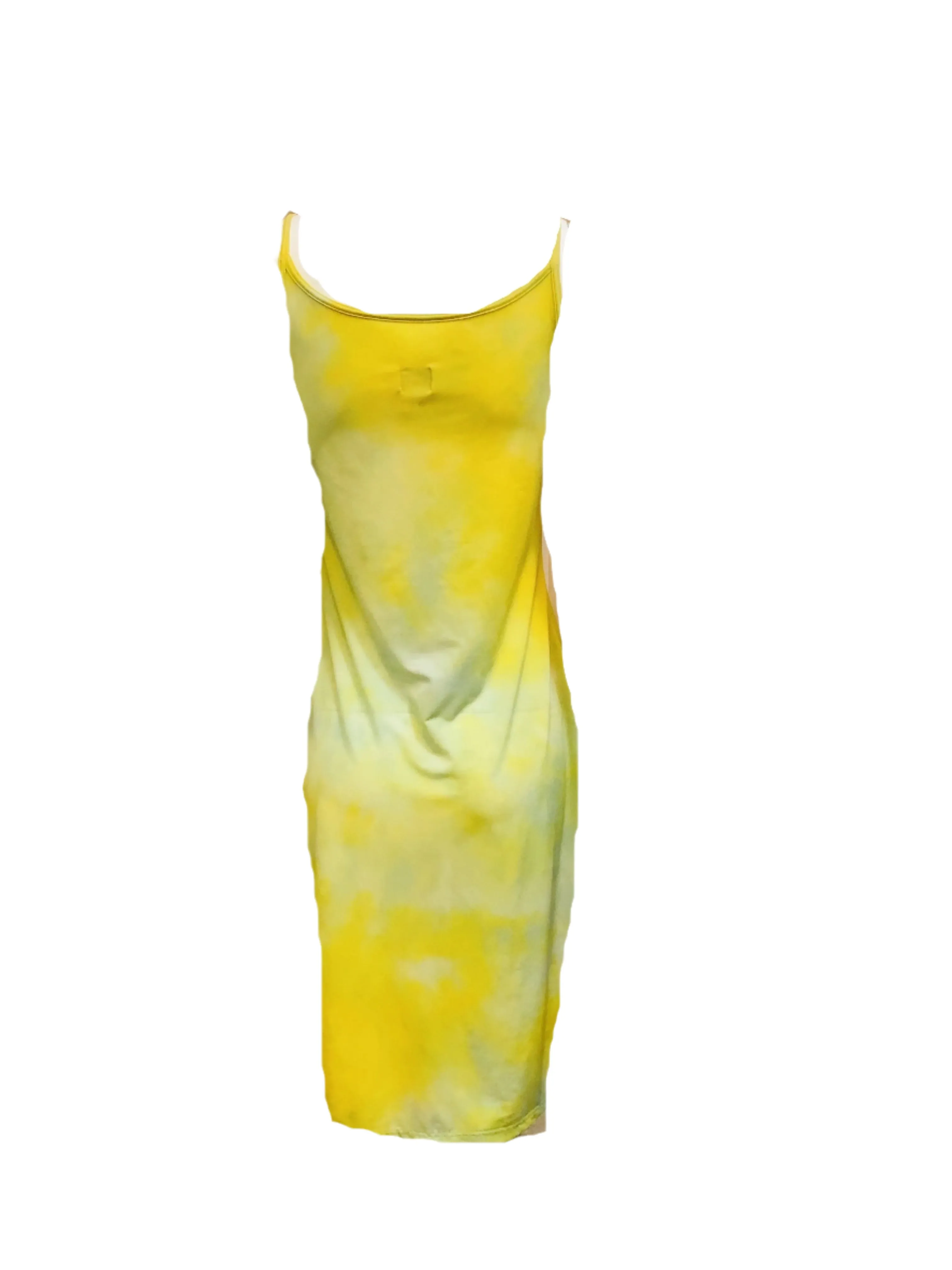 The People of the Labyrinths Yellow Green Tie Dye Jersey Tank Dress