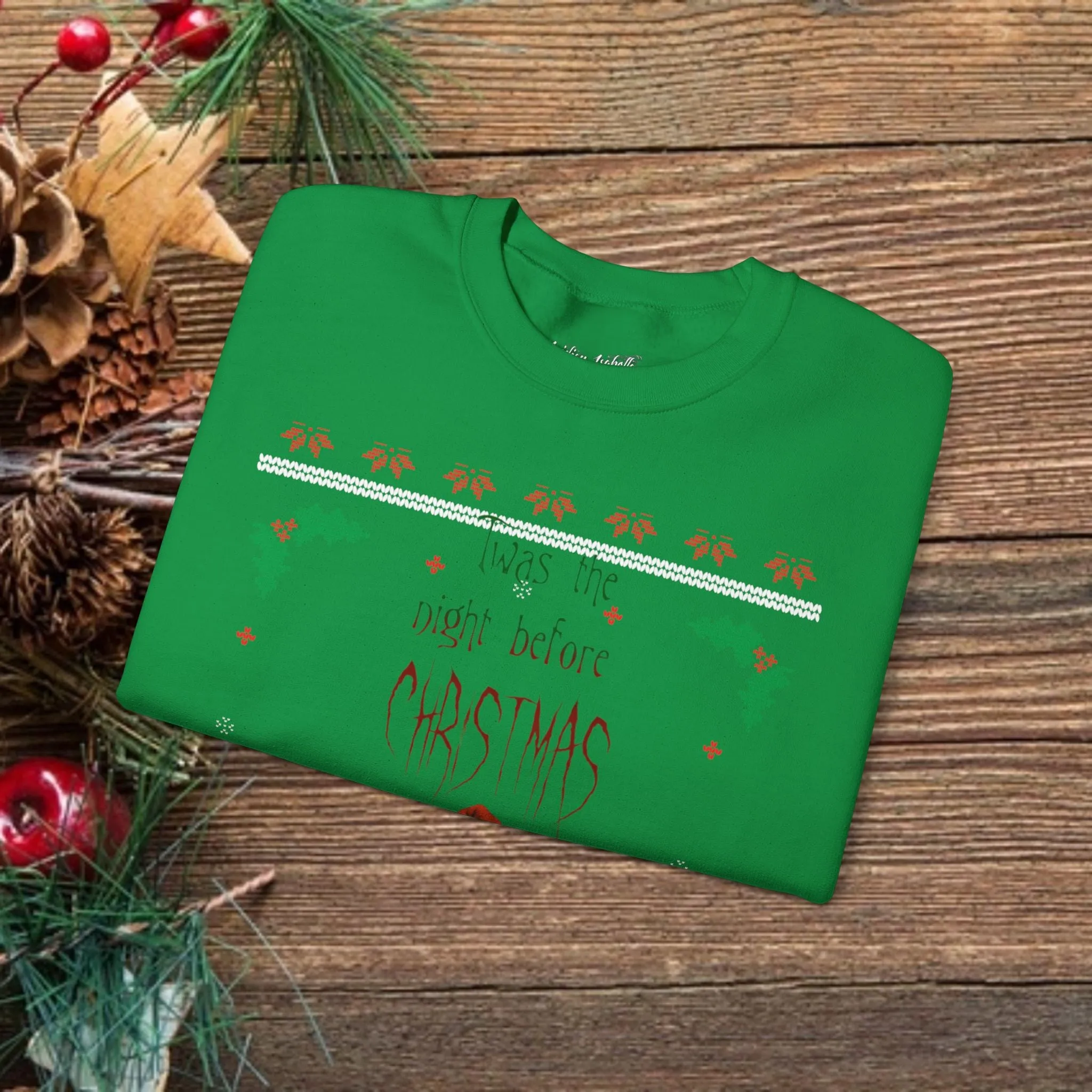 Unisex Twas The Night Before Christmas Typographical Art Crewneck Sweatshirt