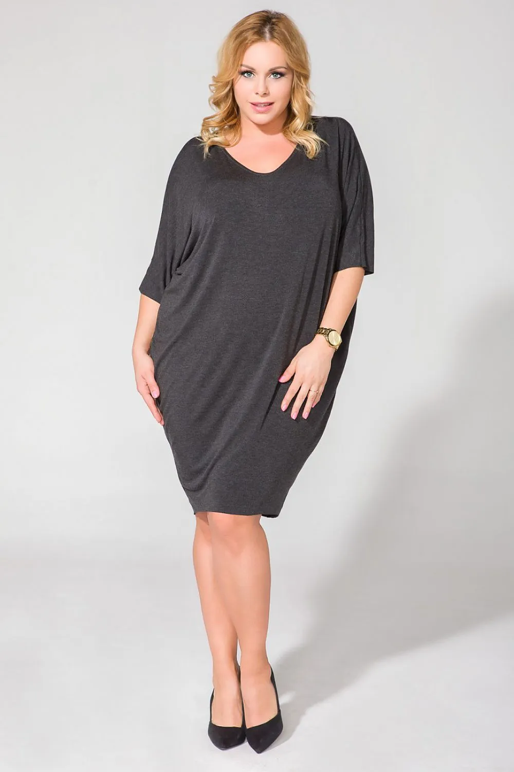 V-Neck Oversized Knit Dress