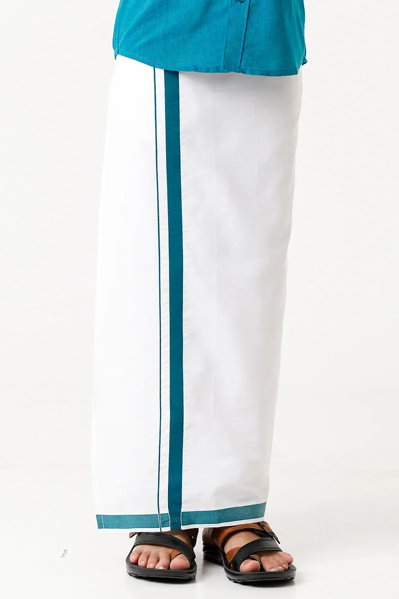 Varna - Ramar Blue  Matching Fixit Dhoti and Shirt 2 in 1 Set For Kids | Uathayam