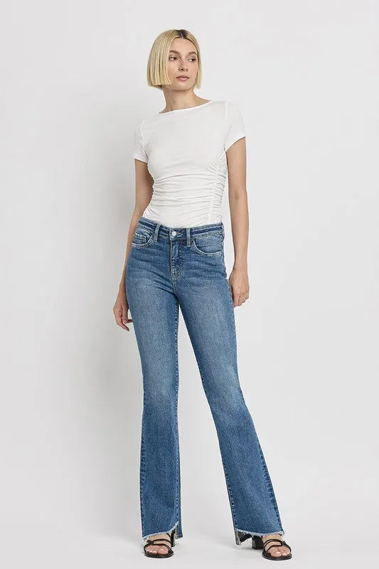 VERVET by Flying Monkey High Rise Slant Hem Flare Jeans