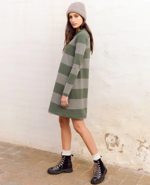 Vicky-Sue Organic Cotton Dress In Army & Khaki