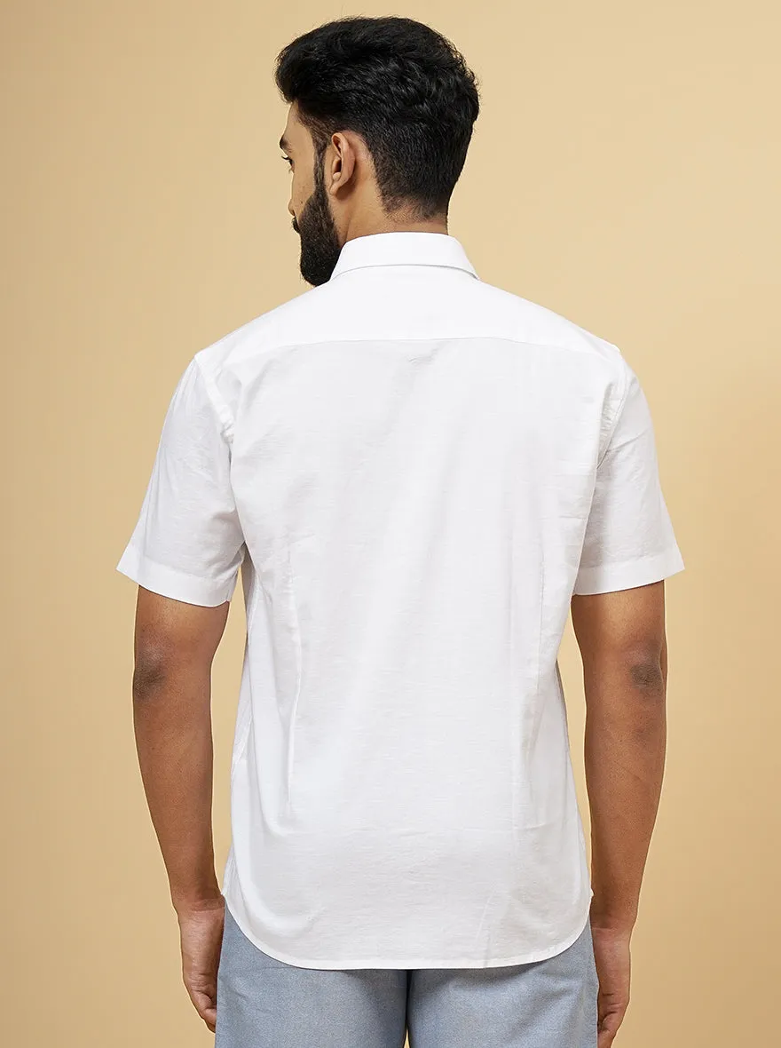 White Solid Smart Fit Semi Casual Shirt | Greenfibre