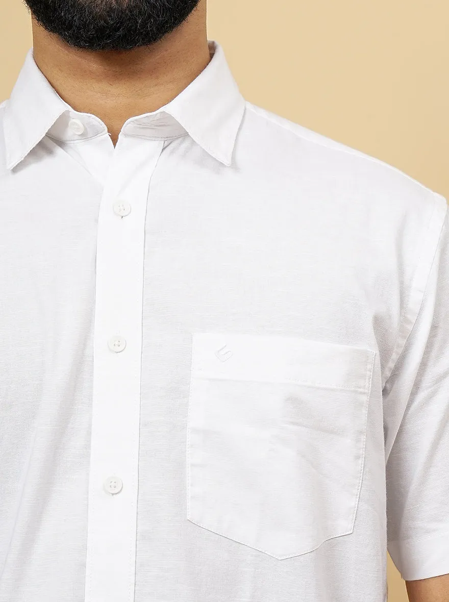White Solid Smart Fit Semi Casual Shirt | Greenfibre