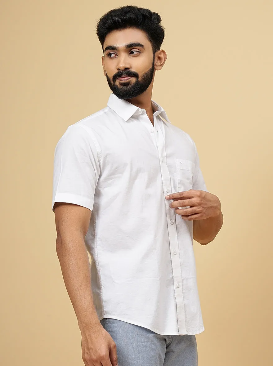 White Solid Smart Fit Semi Casual Shirt | Greenfibre