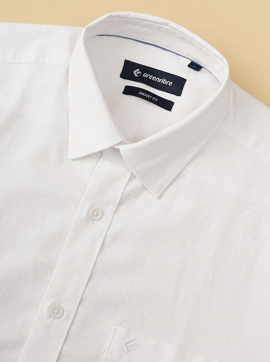 White Solid Smart Fit Semi Casual Shirt | Greenfibre