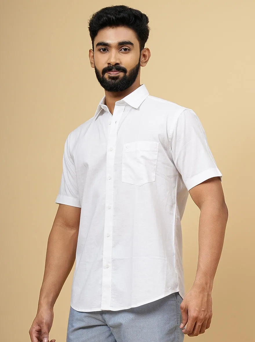 White Solid Smart Fit Semi Casual Shirt | Greenfibre