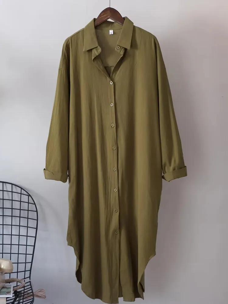 Women Cotton Oversized Big Shirt Dress