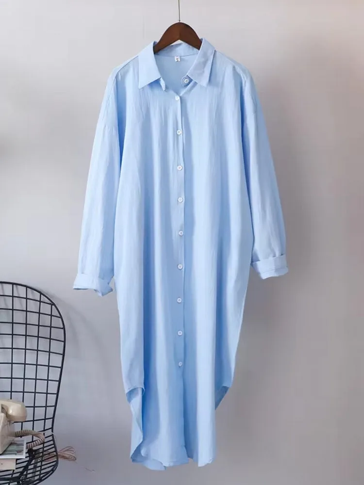 Women Cotton Oversized Big Shirt Dress