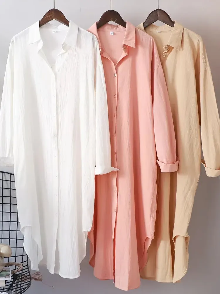 Women Cotton Oversized Big Shirt Dress