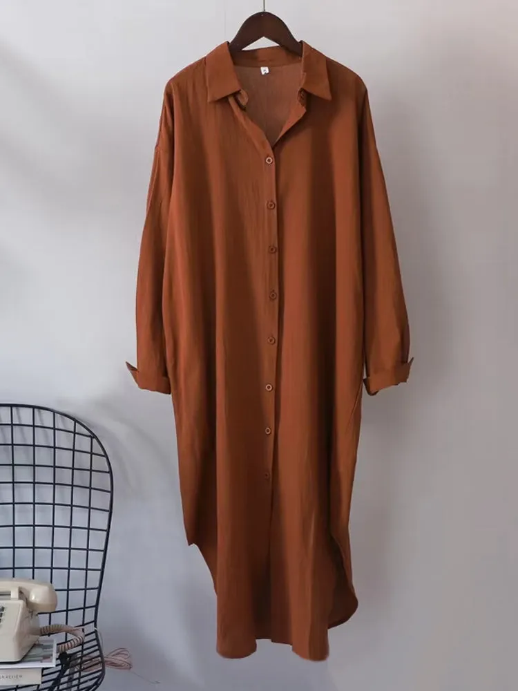 Women Cotton Oversized Big Shirt Dress