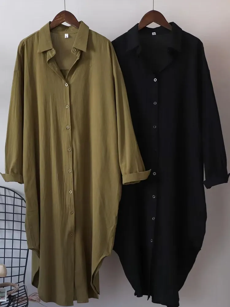 Women Cotton Oversized Big Shirt Dress