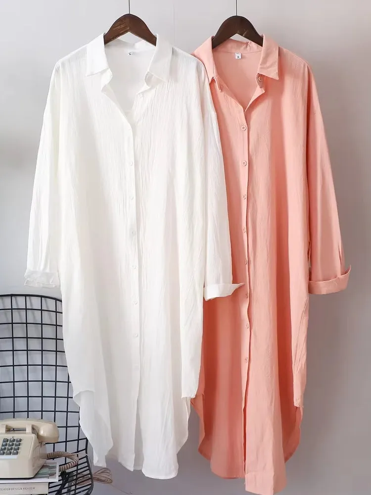 Women Cotton Oversized Big Shirt Dress