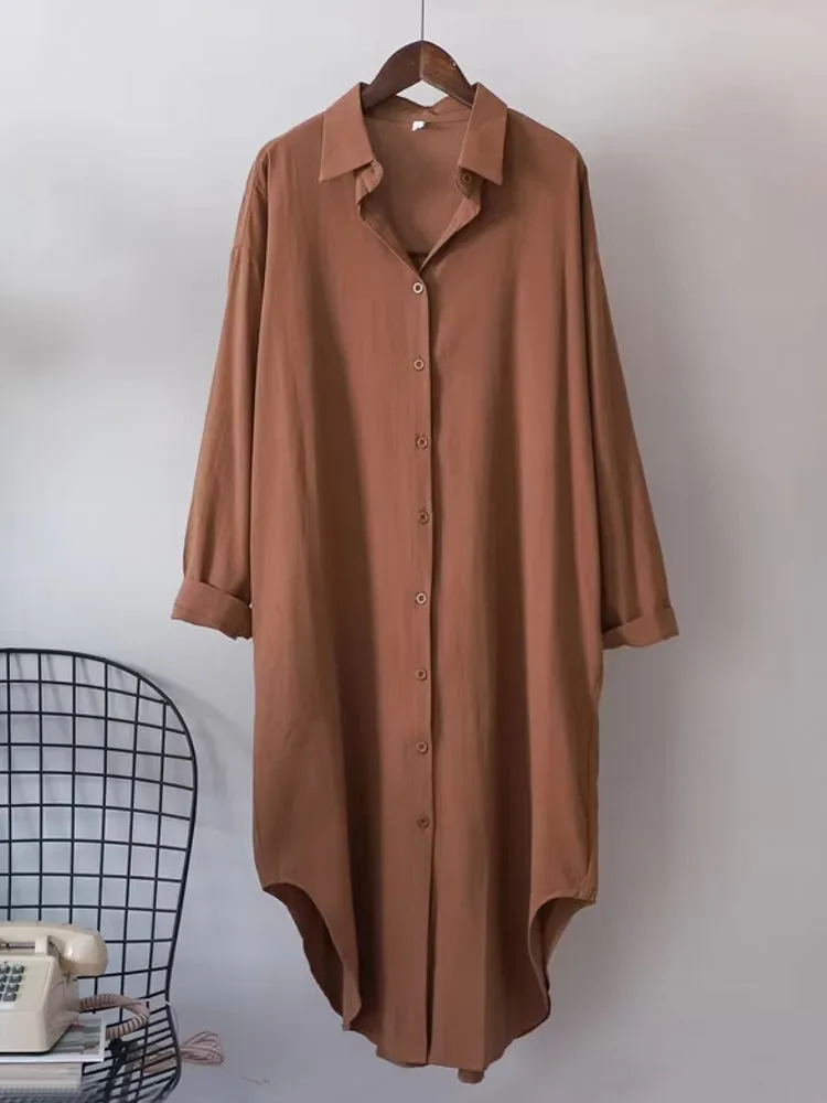 Women Cotton Oversized Big Shirt Dress