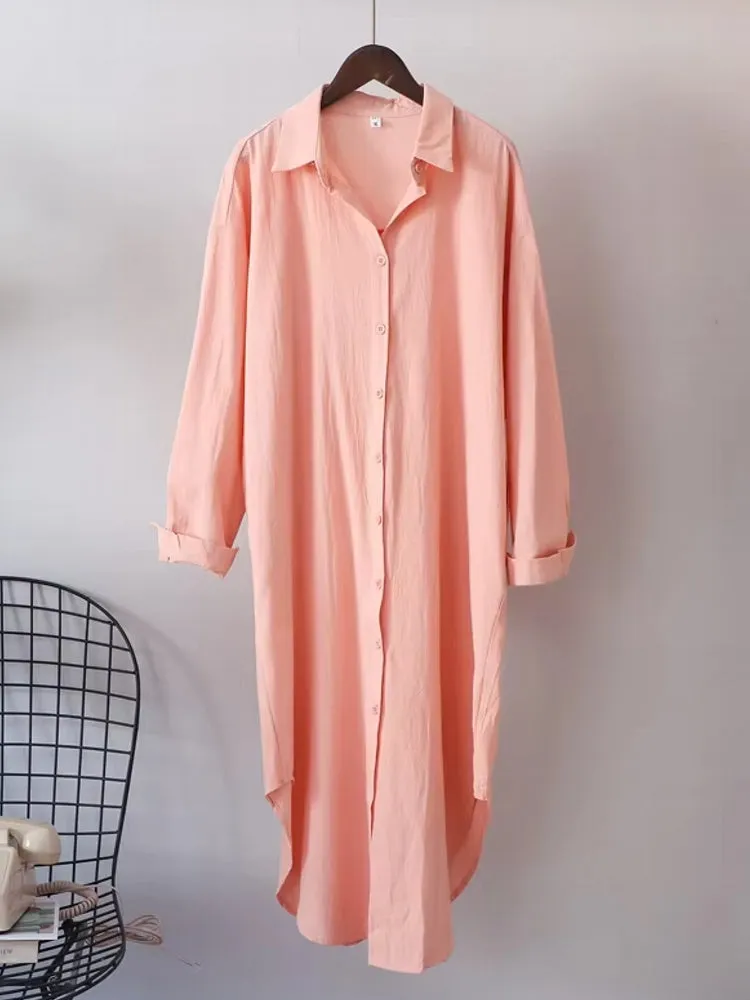 Women Cotton Oversized Big Shirt Dress