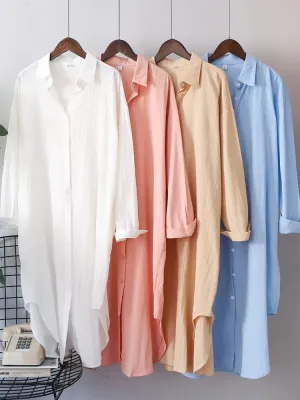 Women Cotton Oversized Big Shirt Dress