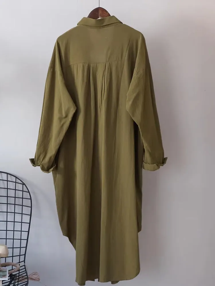 Women Cotton Oversized Big Shirt Dress