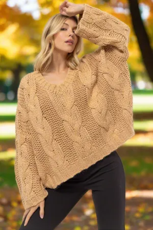 Women's Cozy Cable Knit V-Neck Sweater by HYFVE | Elegant and Versatile Knitwear for All Occasions